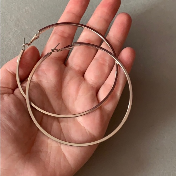 Large Silver Hoop Earrings - Picture 4 of 5